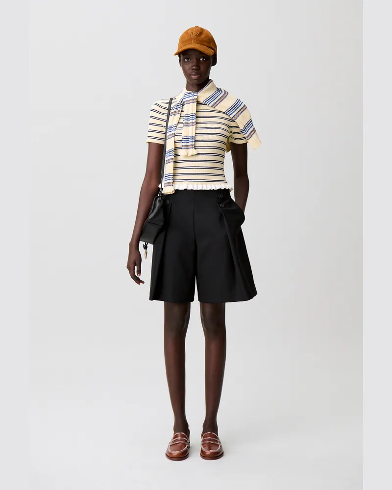 Claudie Pierlot Gestreiftes Top mit Volants Multico