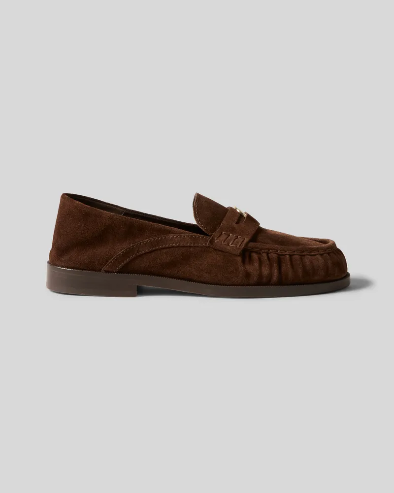 Claudie Pierlot Wildleder-Mokassins Schokobraun Schokolade