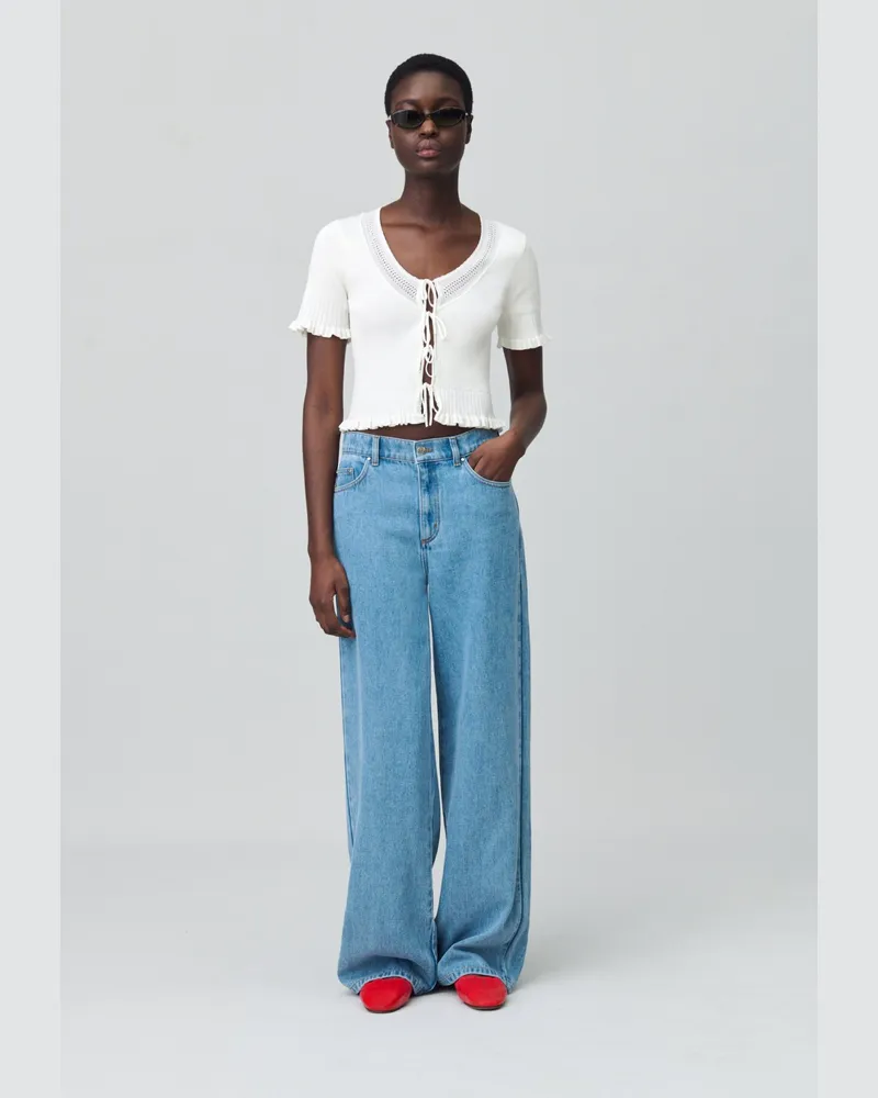 Claudie Pierlot Feinstrick-Top mit Schleifen Weiß