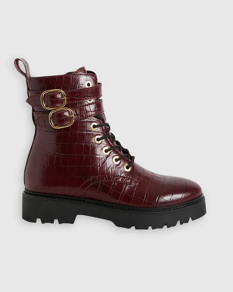 Claudie Pierlot Schnürboots mit hohem Schaft Bordeaux