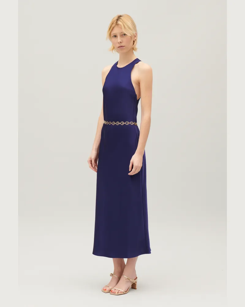 Claudie Pierlot Langes, satiniertes Kleid Indigo