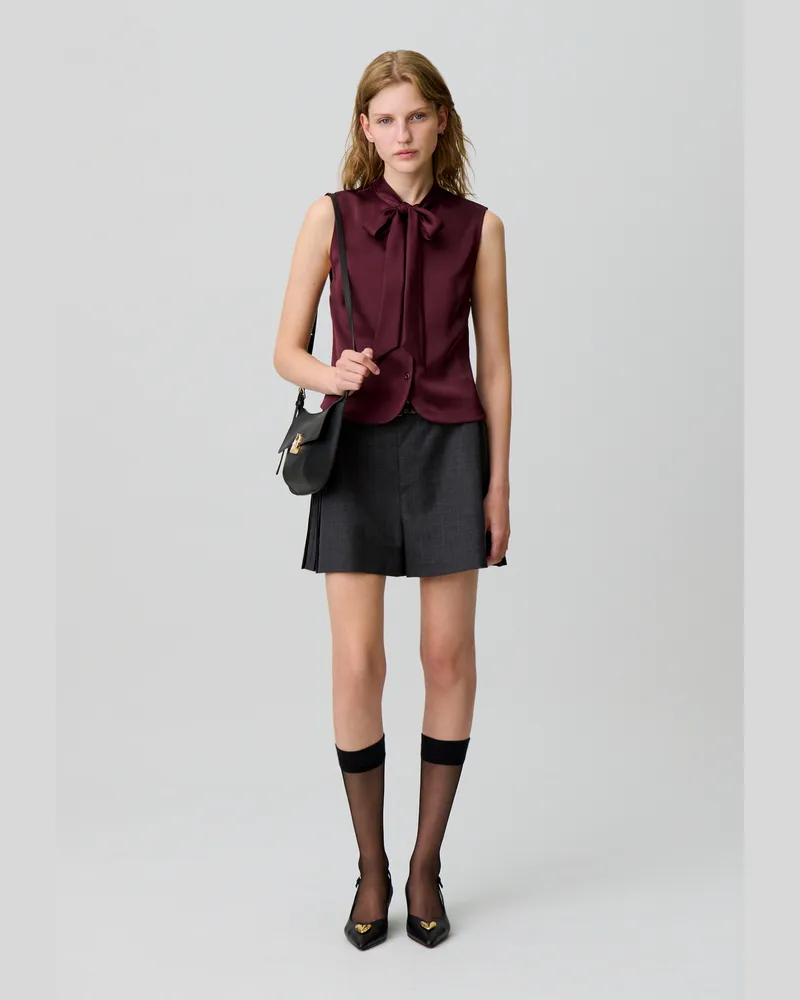 Claudie Pierlot Ärmellose Satinbluse Bordeaux