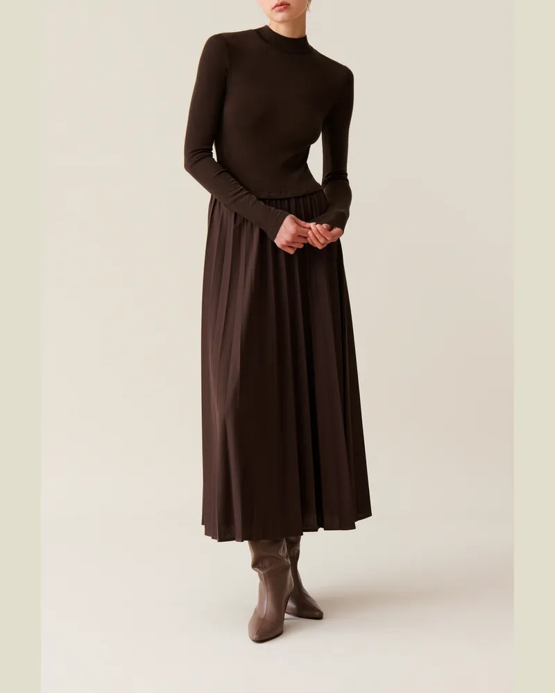 Claudie Pierlot Twist-Strickkleid Schokolade