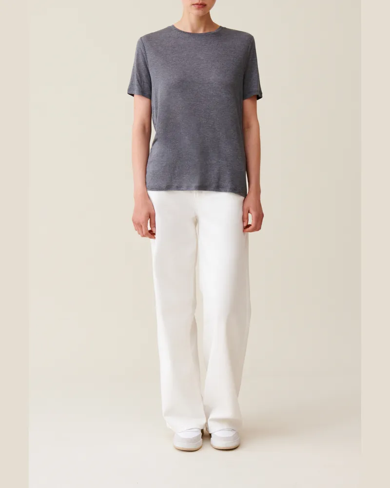 Claudie Pierlot Besticktes T-Shirt CP Kurzarm Grau-meliert