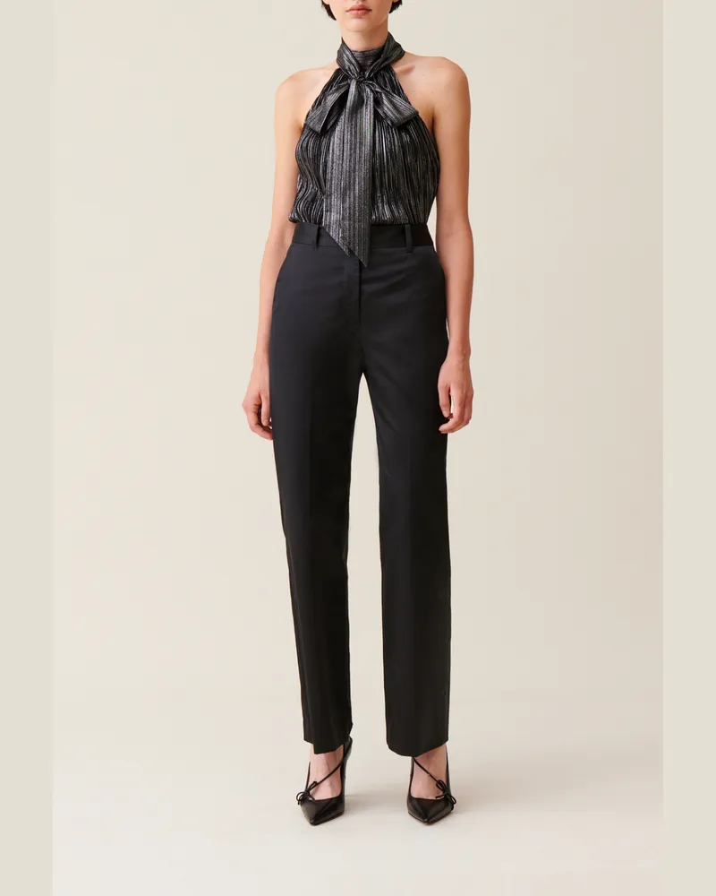 Claudie Pierlot Schwarze schmale Satin-Hose Schwarz