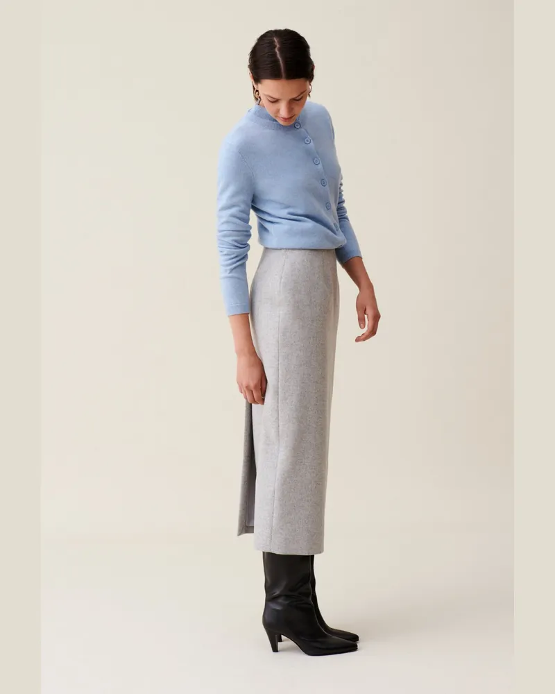 Claudie Pierlot Hellgrauer, hoher Bleistiftrock Hell-grau