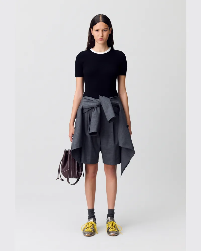 Claudie Pierlot Feinmaschiges T-Shirt Schwarz