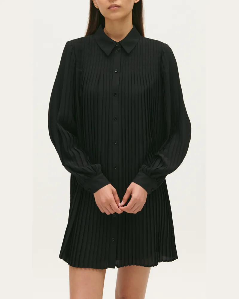 Claudie Pierlot Kurzes plissiertes Kleid Schwarz