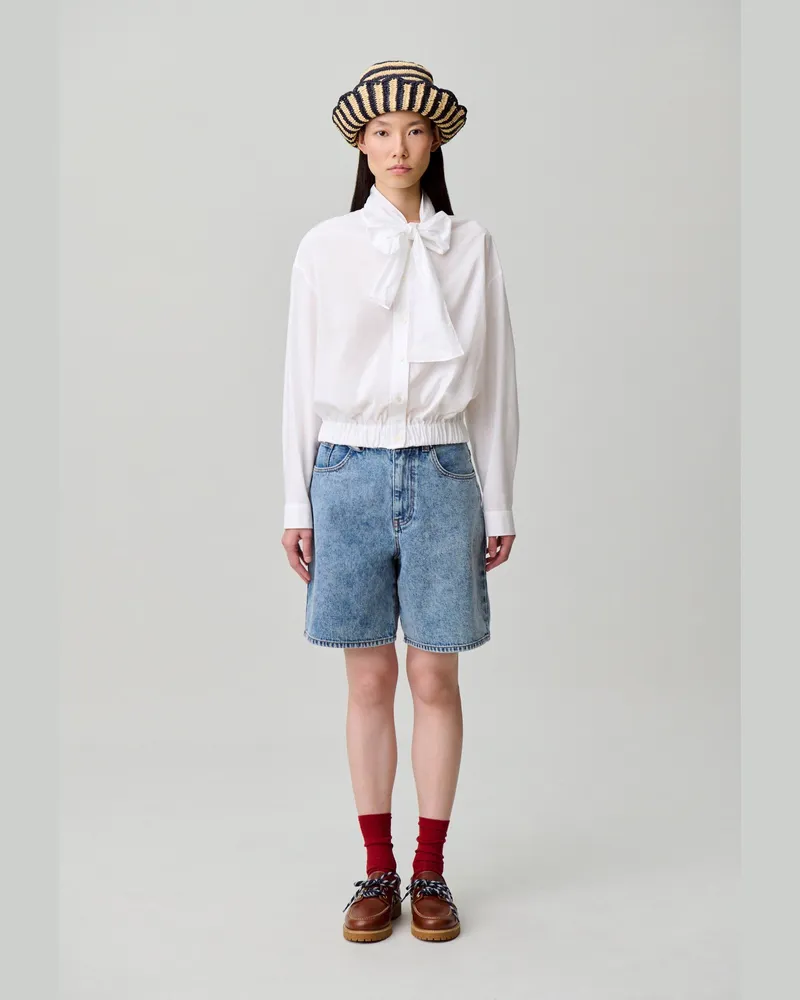 Claudie Pierlot Popeline-Bluse mit Schluppenkragen Weiß