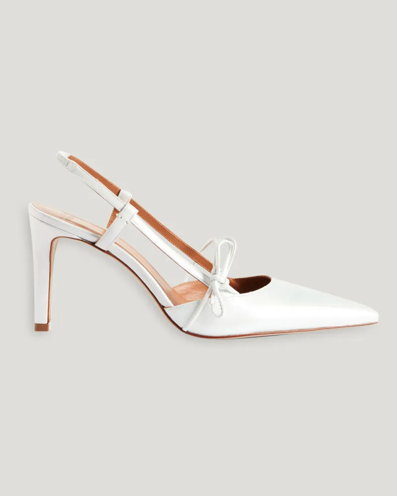 Claudie Pierlot Perlmuttfarbene Leder-Pumps Nacre