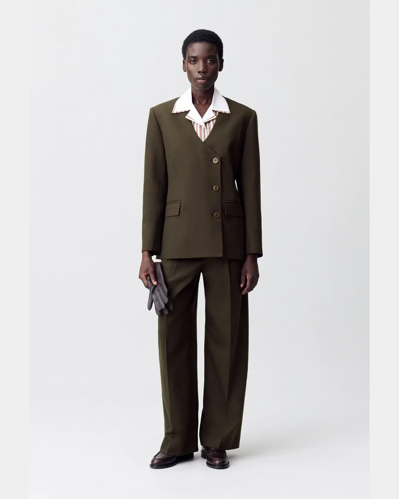 Claudie Pierlot Blazer-Jacke im Anzugstil Khaki