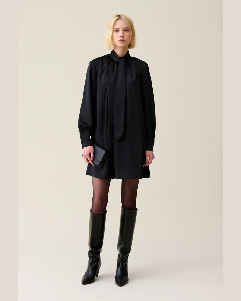 Claudie Pierlot Schwarzes Kleid mit Schluppe Schwarz