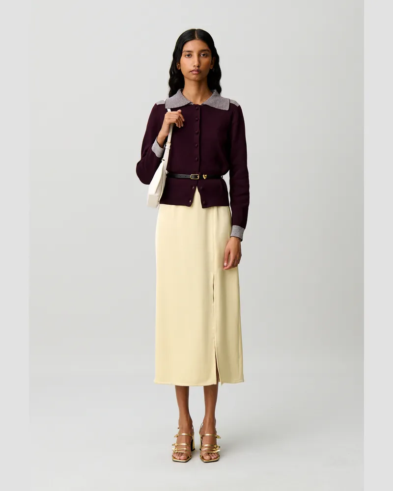 Claudie Pierlot Wollcardigan Marinekragen gestreift Dark