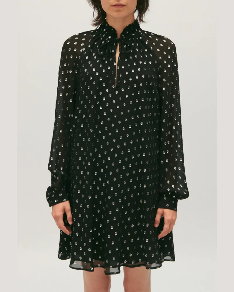 Claudie Pierlot Kurzes gepunktetes Rififi-Kleid schwarz Schwarz