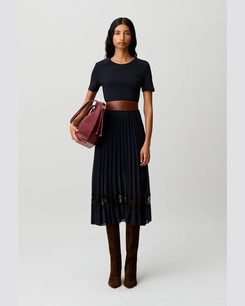 Claudie Pierlot Zweifarbige Kleid in Schwarz und Marine Zweifarbig