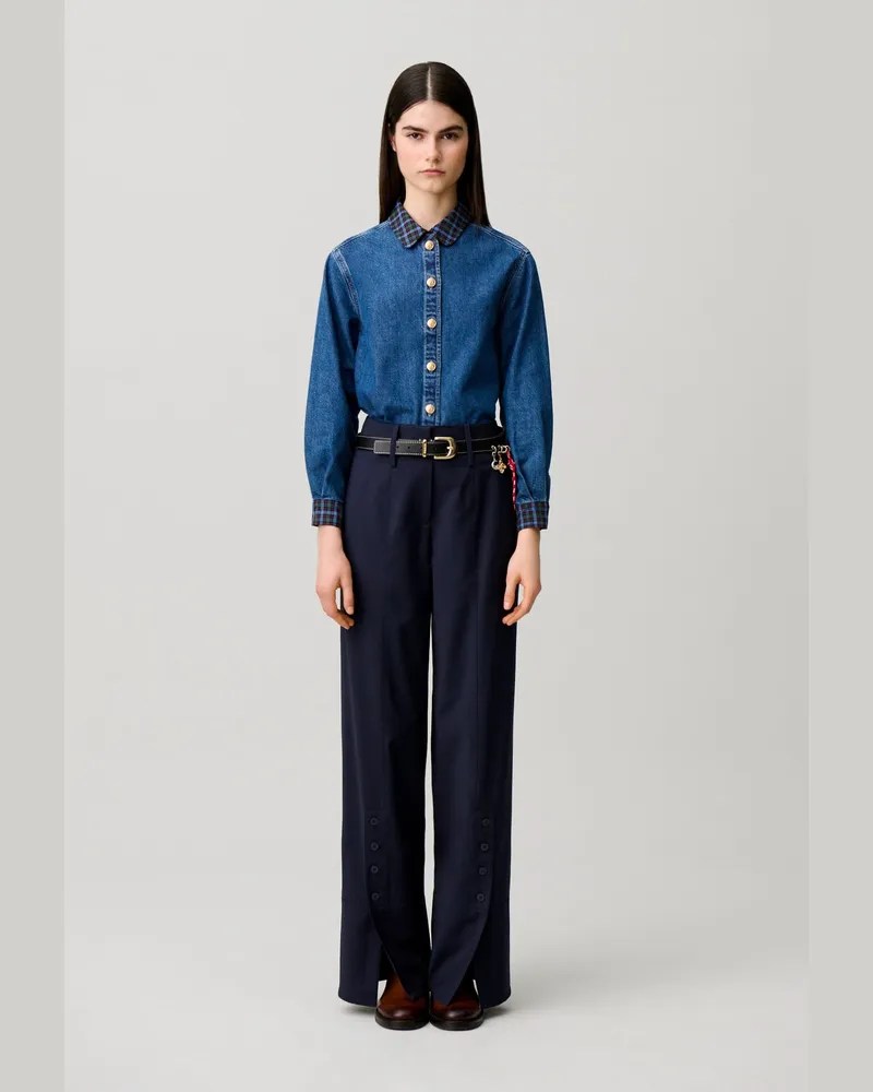 Claudie Pierlot Hose aus Wollmischung Marine