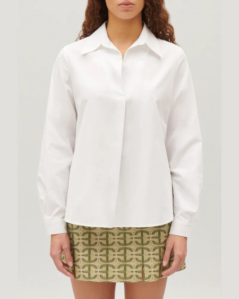 Claudie Pierlot Bluse Baumwolle langärmelig Weiß