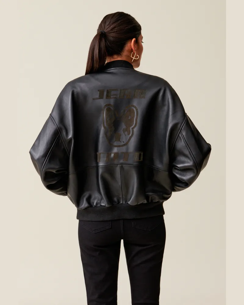 Claudie Pierlot Leder-Bomberjacke Jean Toto Schwarz