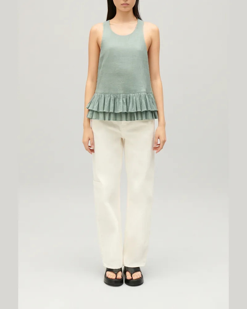 Claudie Pierlot Kurzes Top mit Volantbesatz Mandel