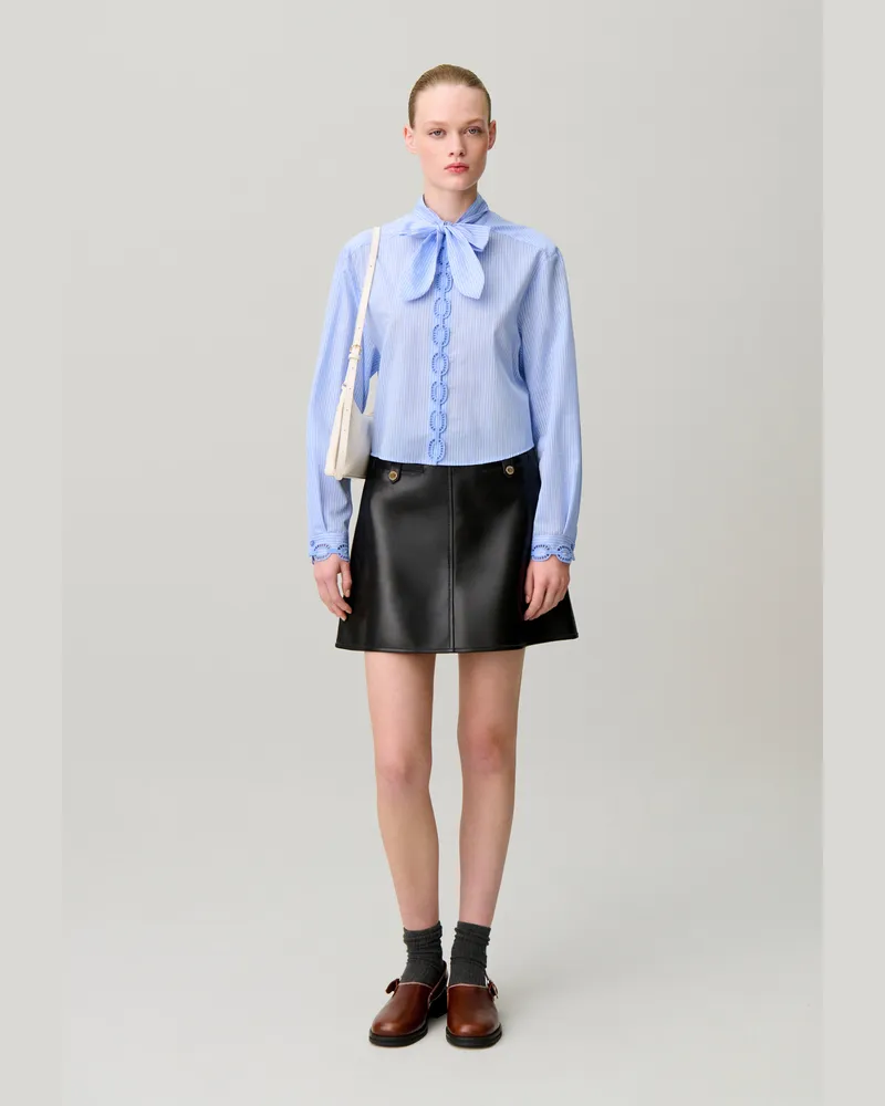 Claudie Pierlot Gestreiftes Popeline-Hemd Zweifarbig