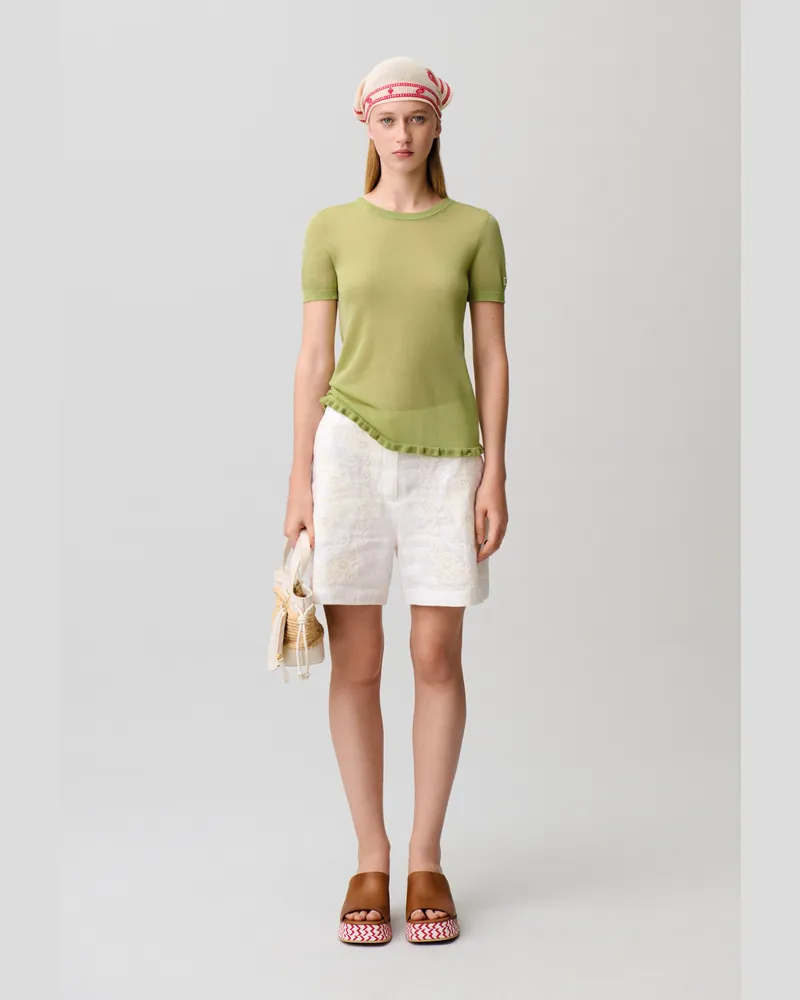 Claudie Pierlot Stricktop mit Rüschen Pistache