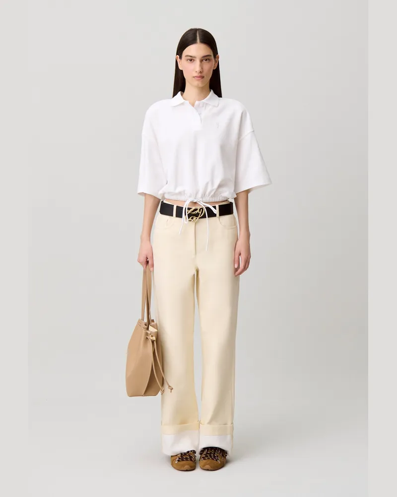 Claudie Pierlot Elegante gerade Baumwollhose Vanille