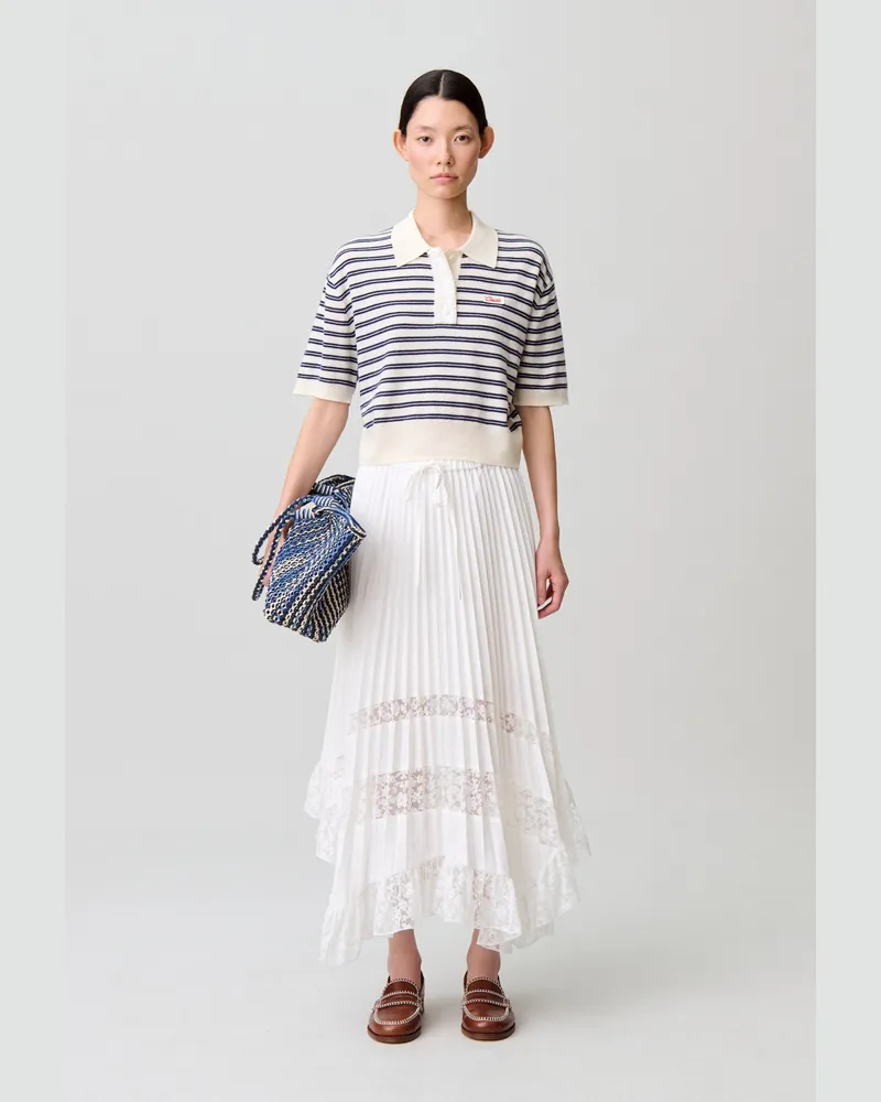Claudie Pierlot Faltenrock mit Blumenmuster Ecru