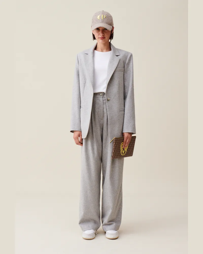 Claudie Pierlot Grauer Blazer aus Wollmischung Hell-grau