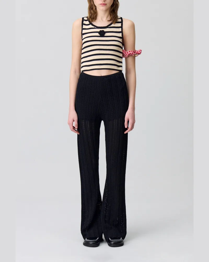 Claudie Pierlot Crochet-Hose mit fließendem Schnitt Schwarz