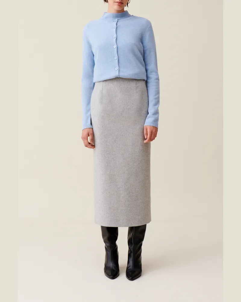 Claudie Pierlot Hellgrauer, hoher Bleistiftrock Hell-grau