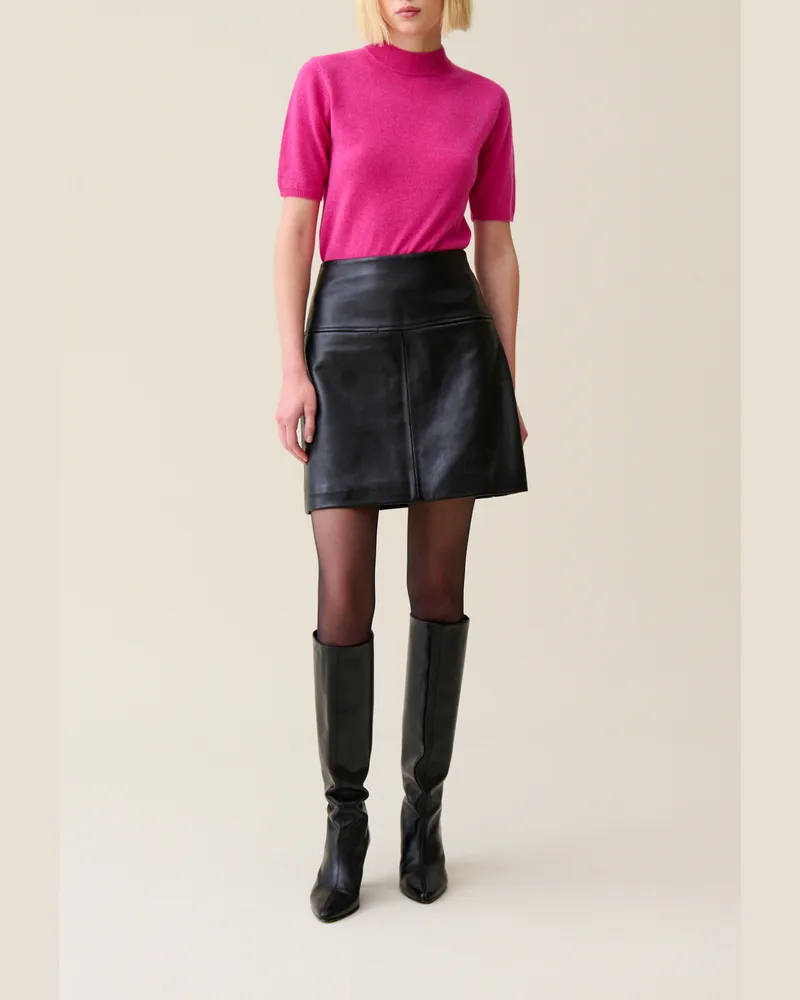 Claudie Pierlot Kurzer Lederrock Schwarz