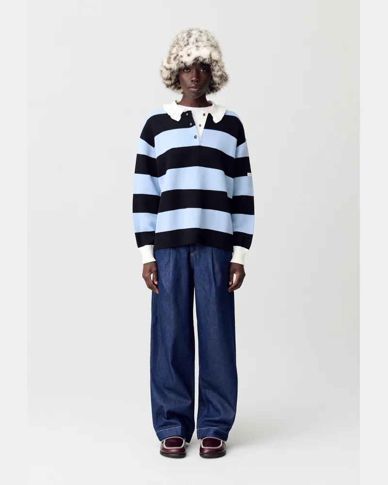 Claudie Pierlot Polohemd mit breiten Streifen Zweifarbig