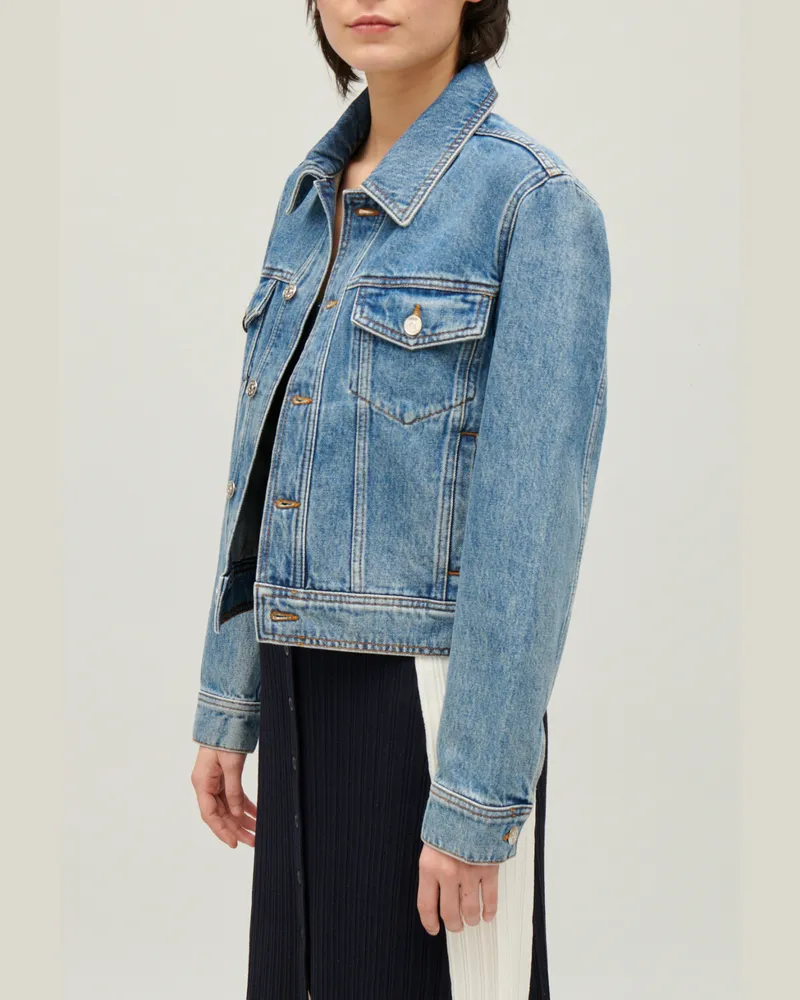 Claudie Pierlot Gerade geschnittene Jeansjacke Blau Denim