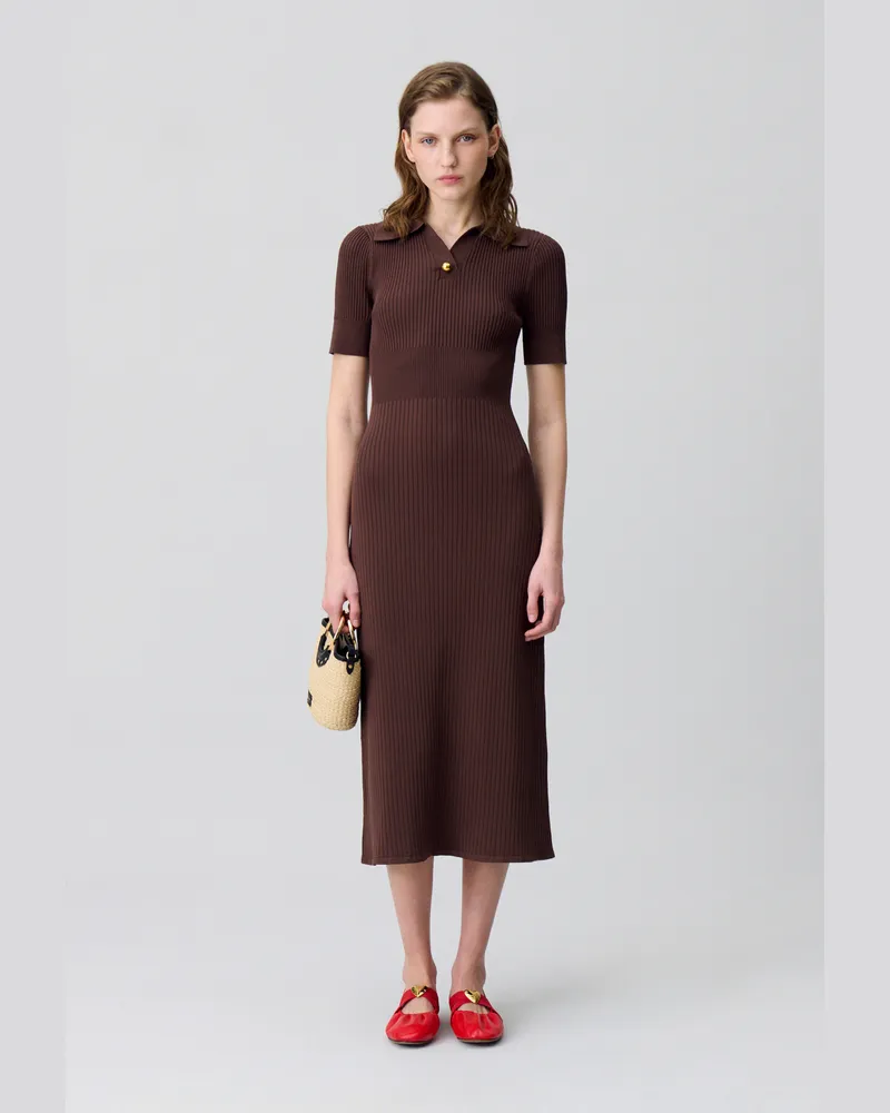 Claudie Pierlot Knielanges Strickkleid Braun