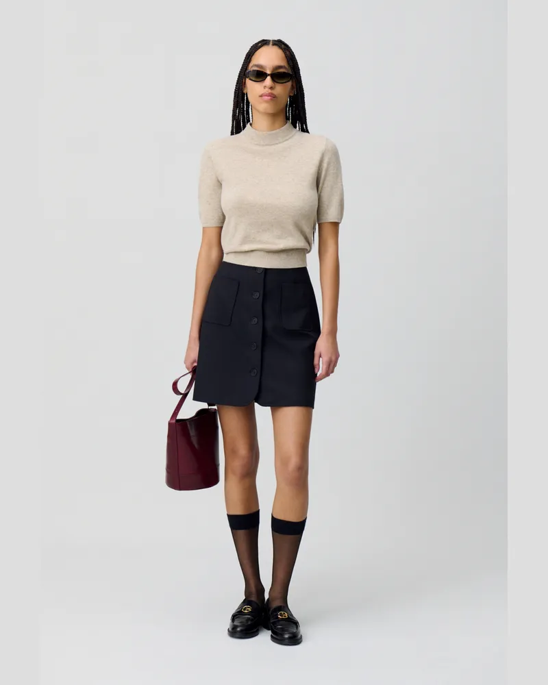Claudie Pierlot Wollpullover mit Stehkragen Beige