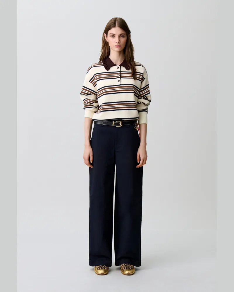 Claudie Pierlot Weiter gestreifter Polopullover Multico
