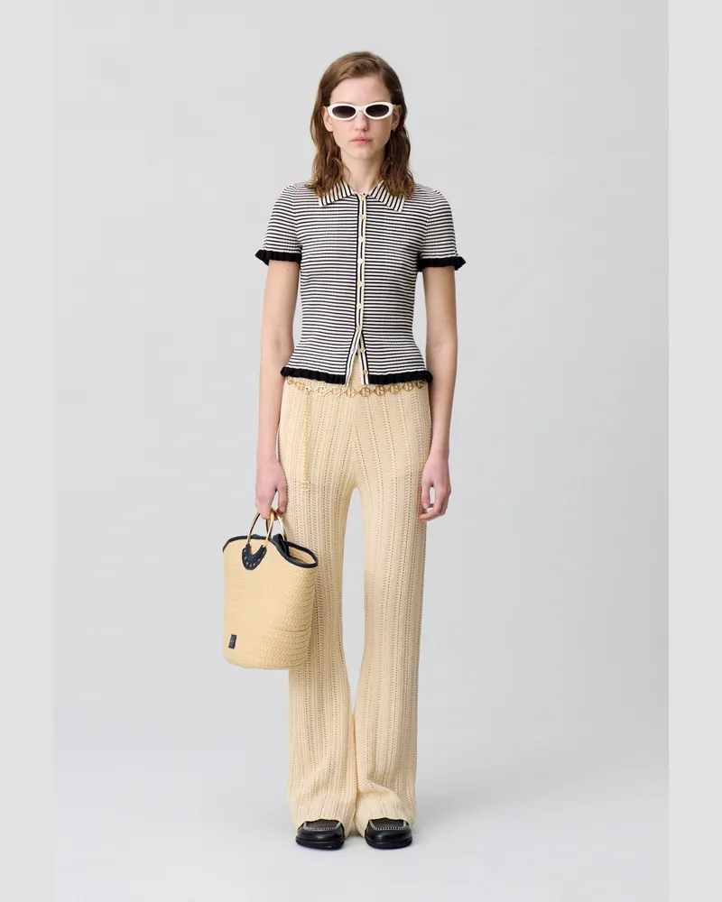 Claudie Pierlot Crochet-Hose mit fließendem Schnitt Ecru