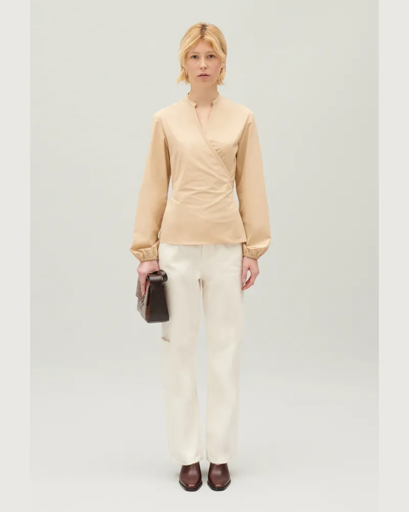Claudie Pierlot Sandfarbene Wickelbluse Sand