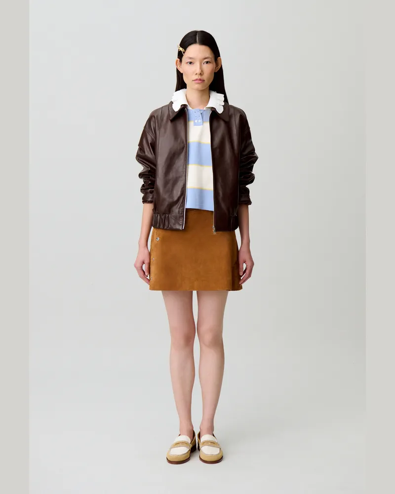 Claudie Pierlot Gestreiftes Strickpolo Bleu