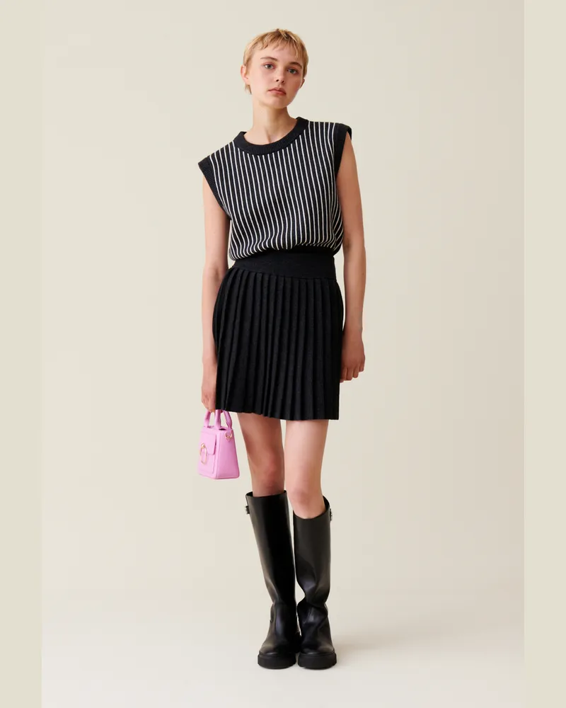 Claudie Pierlot Kurzer Rock in Melange-Grau Grau-meliert