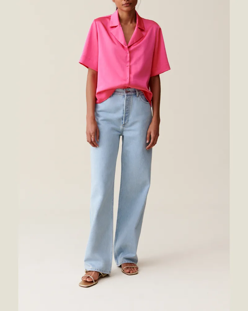 Claudie Pierlot Fließende, kurzärmelige Hemdbluse Bubble