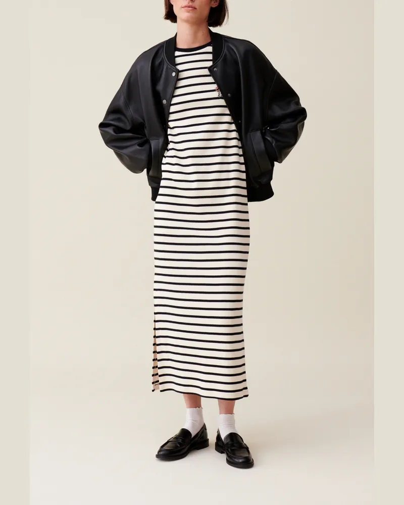 Claudie Pierlot Gestreiftes Midi-Jeanskleid Toto Zweifarbig