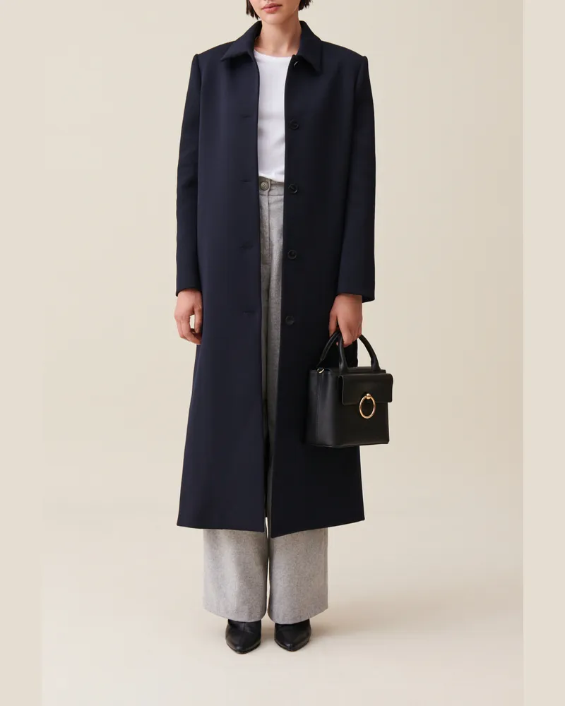 Claudie Pierlot Langer gerade geschnittener Mantel Marine