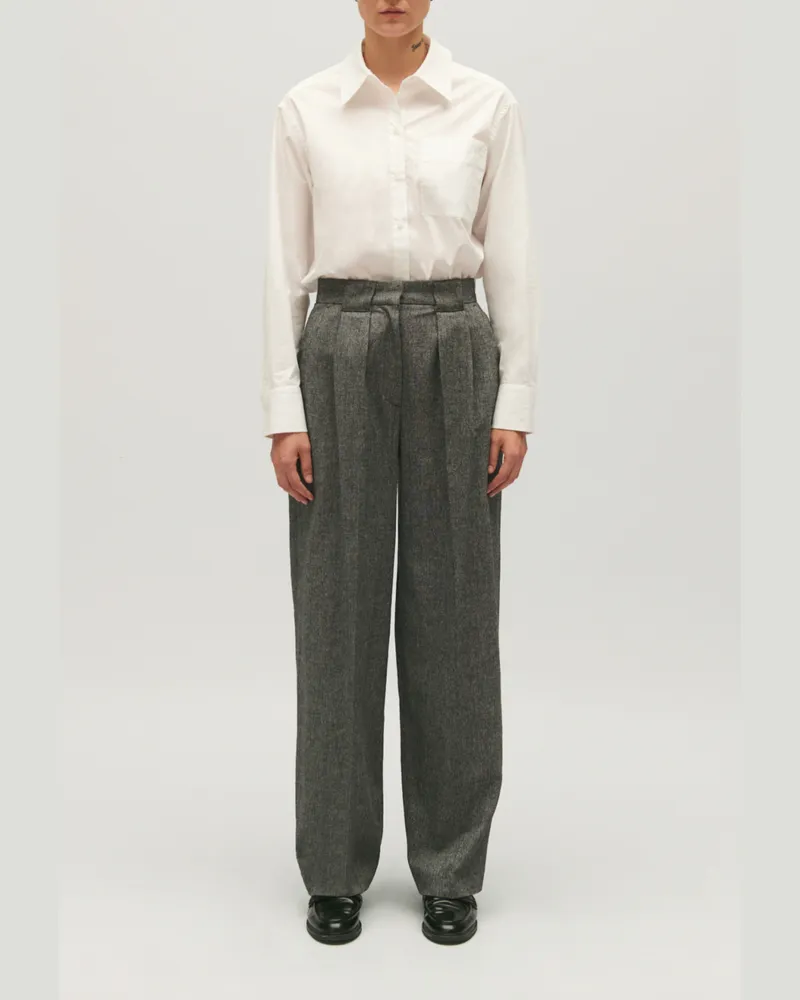 Claudie Pierlot Weit geschnittene Kostümhose Grau-meliert