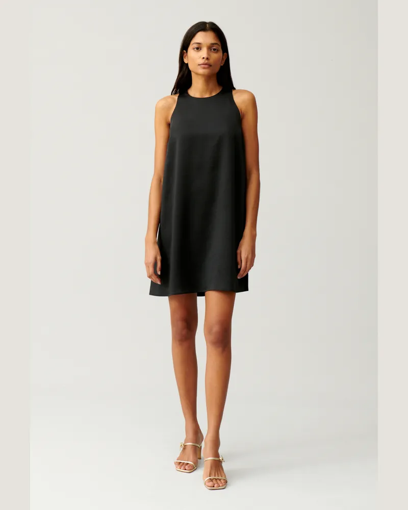 Claudie Pierlot Kurzes, geknöpftes Kleid Schwarz Schwarz