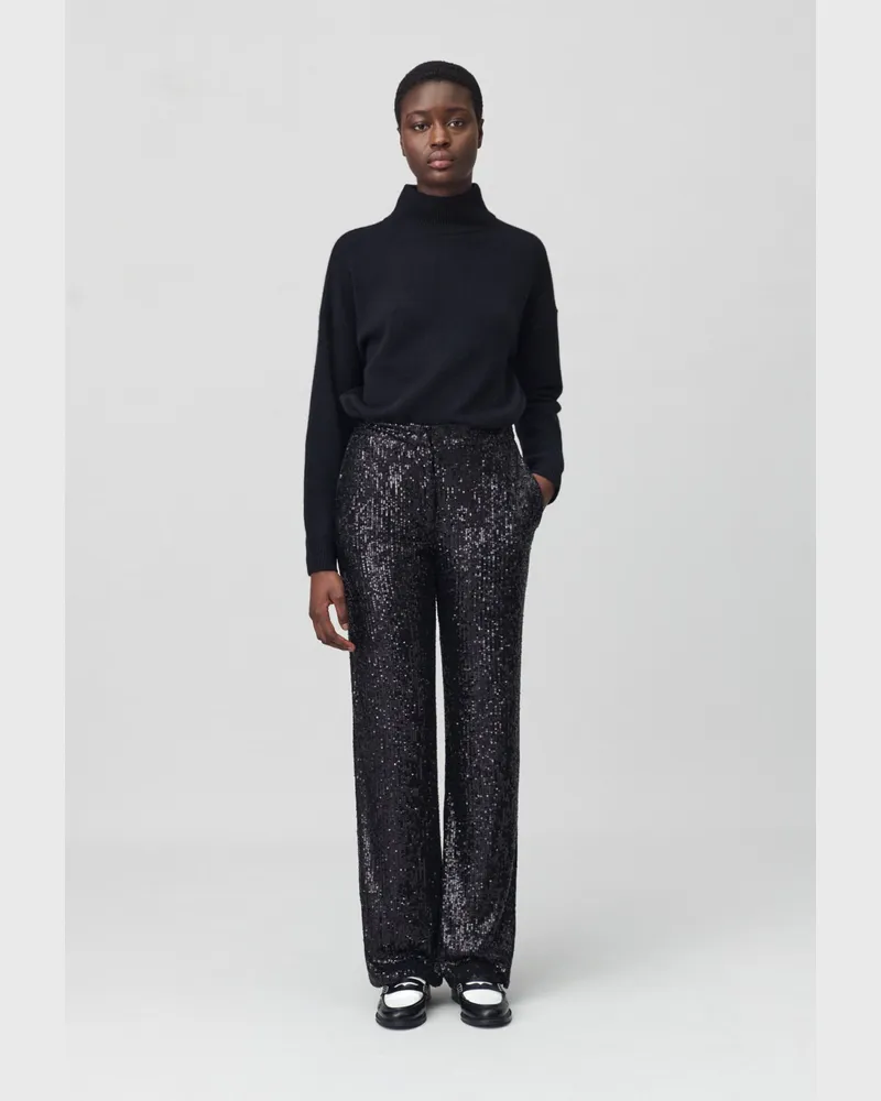 Claudie Pierlot Gerade Hose Pailletten schwarz Schwarz