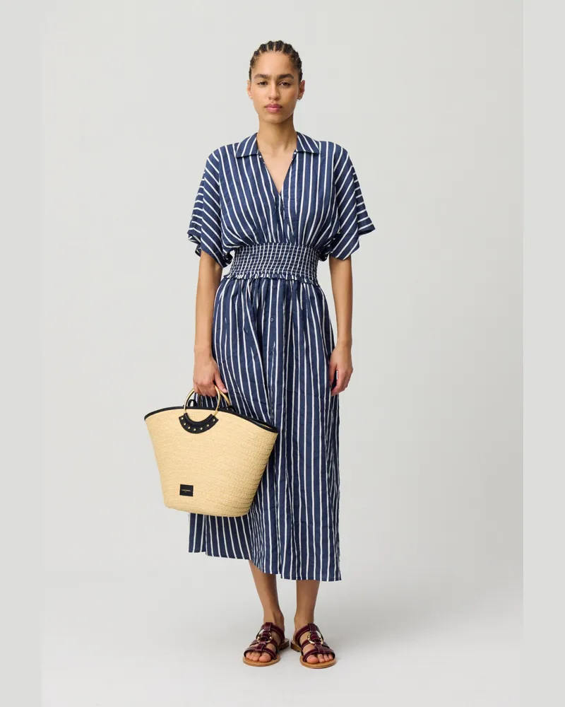 Claudie Pierlot Gestreiftes Wickelkleid Zweifarbig