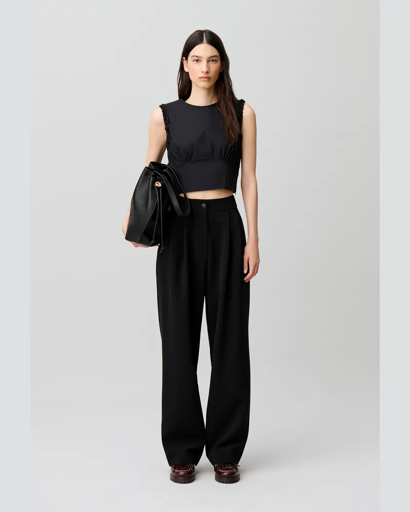 Claudie Pierlot Kurzes Top mit Volants Marine