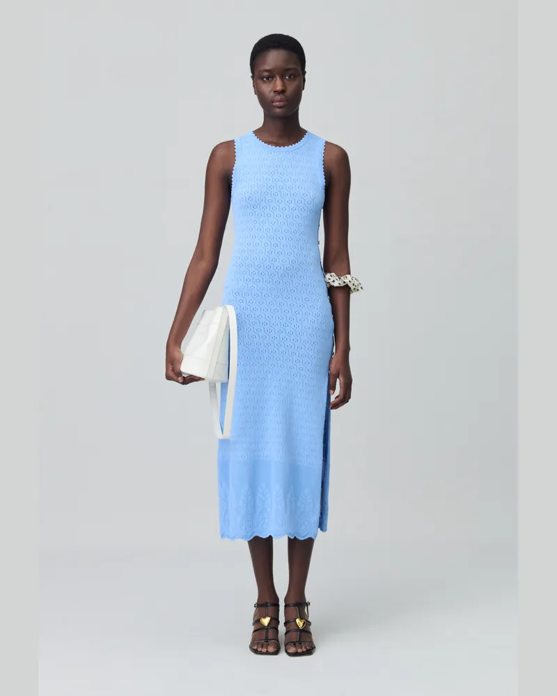 Claudie Pierlot Knielanges Strickkleid Himmel-blau