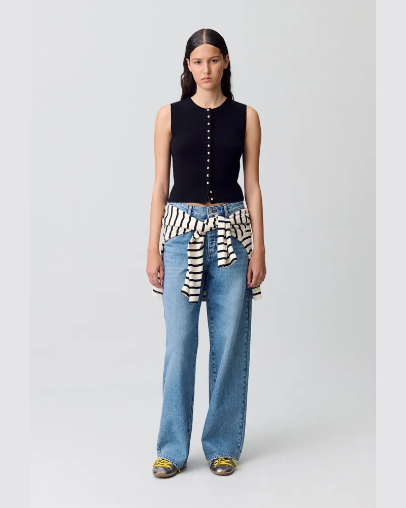 Claudie Pierlot Gestricktes Oberteil Knopfleiste Schwarz